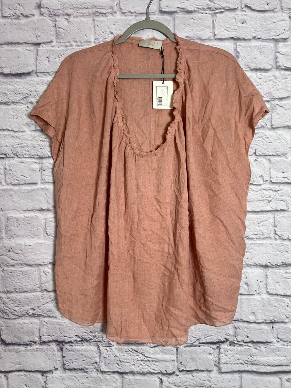HATCH The Tulla Top Viscose Wool Tunic Blouse SIZE OS Dusty Pink NWT FLAW